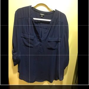 TORRID NAVY GEORGETTE PULLOVER BLOUSE